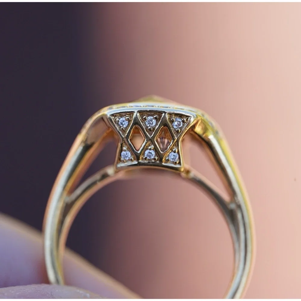 Lorenzo Designer 18k‎ Solid Gold Natural Rhodolite Garnet & Diamond Pave Ring - Picture 9 of 13